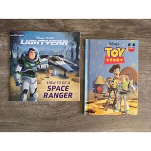 Disney Pixar Toy Story Hardcover 1996 & Lightyear Sticker Book Bundle Buzz Woody